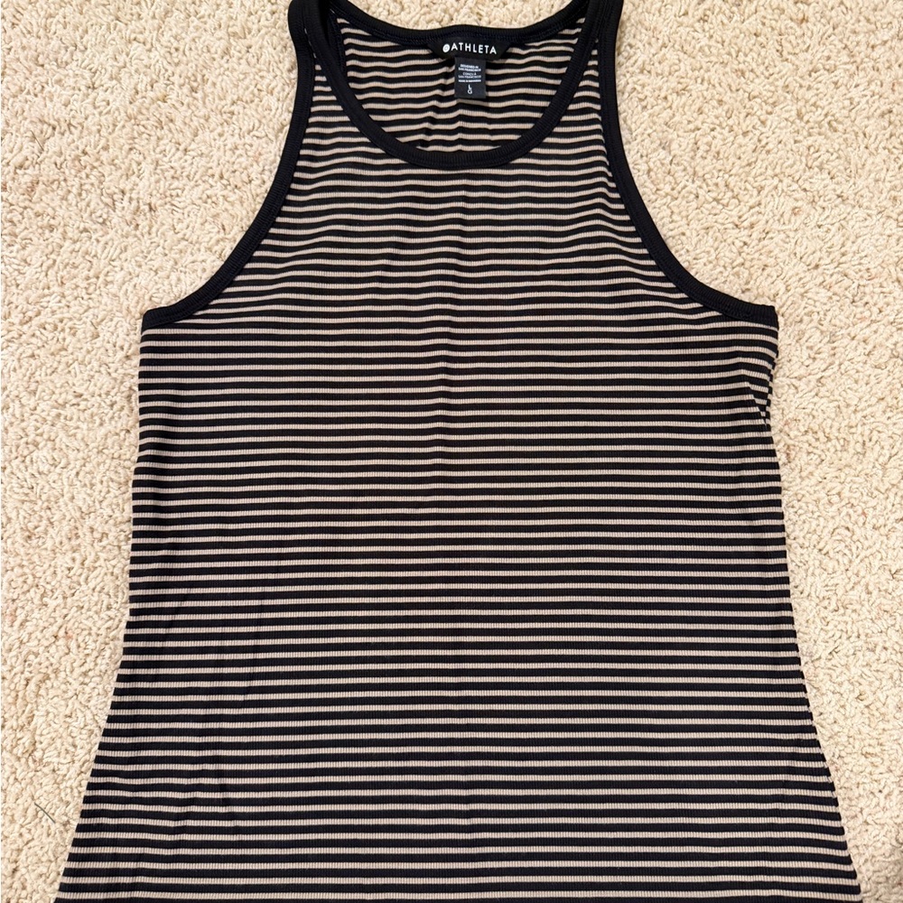 Athleta Striped Black and Tan Tank Top